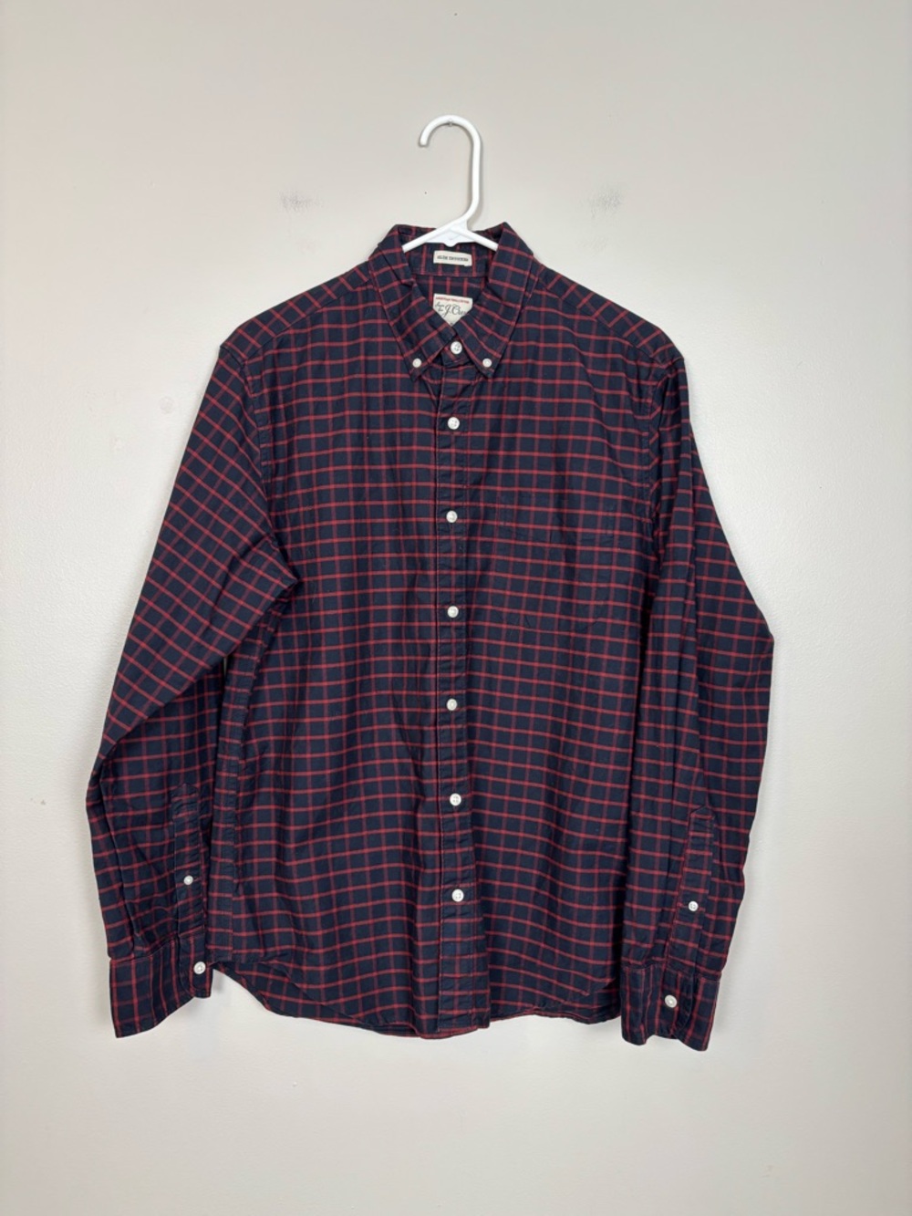 J Crew Shirt Mens Med Slim Untucked 100% American Pima Cotton Long Sleeve Plaid